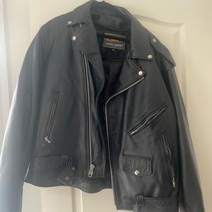 Men’s genuine leather motorcycle jacket. Size 56. Worn once.